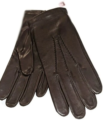  Men's Grandoe 100% Silk Lined Genuine Leather Gloves,Brown, Medium. - Image 1 of 4