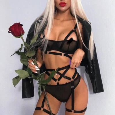 Сексуальное женское белье бюстгальтер и трусики Кокетливое шнурует вверх нижнее белье чистый Sleepwear - Изображение 1 из 4