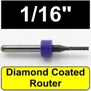 PKD Diamantbeschichtete Hartmetallfräse - 1/16" 1,60 mm - schneidet Kohlefaser Keramik CNC - Bild 1 von 4