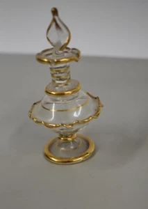 Vintage Hand Blown Egyptian Perfume Bottle With GOLD TRIM W/ DAUBER 3" - Picture 1 of 1