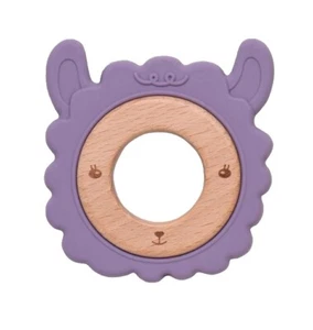 Magic Years Natural Wood And Silicone teether Sheep Toy 3” Purple Washable Llama - Picture 1 of 3