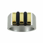 Rochet Roma Modern Magnum Double Bar Solid Gold Tone Stainless Steel Ring Size 9