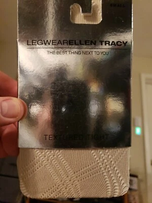 *NEW* ELLEN TRACY Women Legwear textured Tights, Beige/Natural Small.  - Image 1 of 4