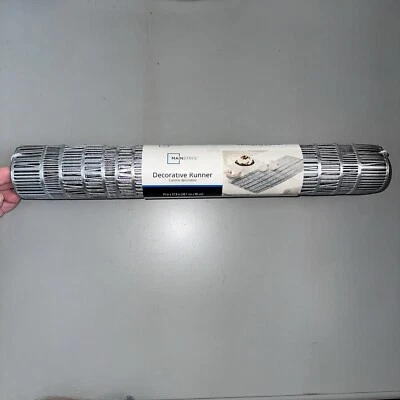 Mainstays Embossed Vinyl Table Runner 15” x 38” SILVER Abstract Contemporary NWT - Image 1 of 4