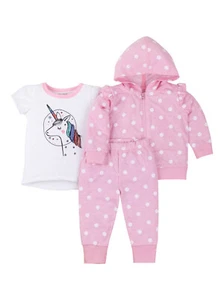 Little Star Organic 3pc Baby Girls Leggings, Bodysuit, & Hoodie, Outfit Set 6-9M - Picture 1 of 3