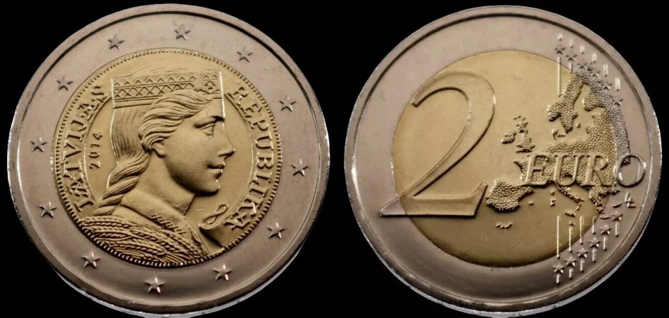 LATVIJA LATVIA UNC Euro Coin - 2 Euro 2014. ES010 - Image 1 of 3