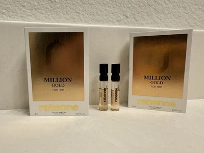 2 frascos en spray Paco Rabanne Million Gold For Her Eau de Parfum 1,5 ml / 0,05 oz Foto 1 de 2