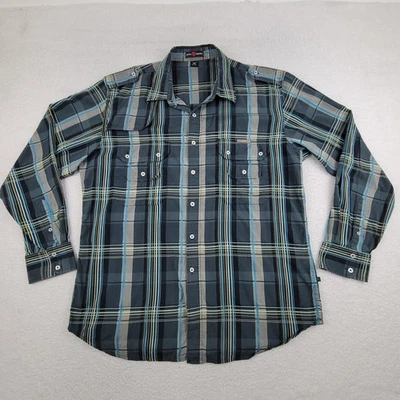 Artful Dodger Shirt Mens 3XL Blue Gray Plaid Long Sleeve Western Button Up - Image 1 of 4