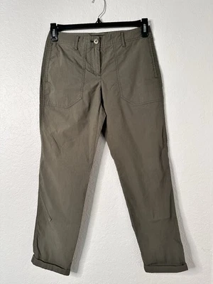 Pantalones chinos recortados con puños elásticos de pierna recta THEORY verde oliva para mujer talla 2 Foto 1 de 4