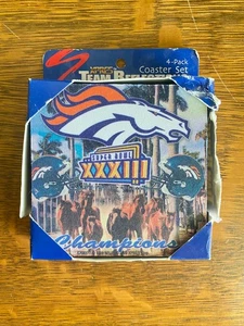Vintage Coasters NFL Denver Broncos 1998 Super Bowl XXXIII Champions Set Of 4 - Picture 1 of 2