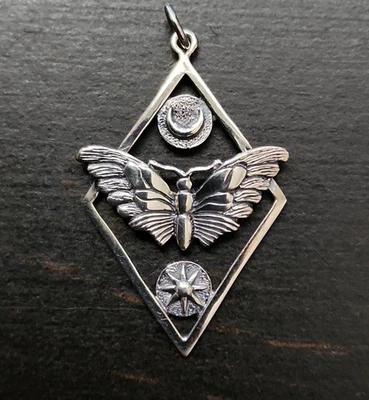 Ювелирные изделия из чистого серебра с подвеской в виде полумесяца лунной моли небесная ведьма  - Изображение 1 из 4