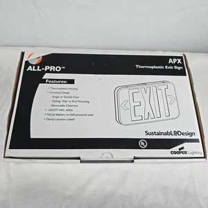 Insegna di uscita LED termoplastica Cooper Lighting All-Pro APX7G lettere verdi 120/277V - Foto 1 di 9