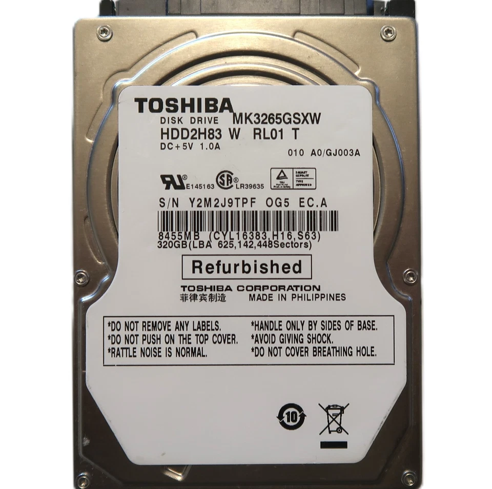 Toshiba MK3265GSXW HDD2H83 W RL01 T 010 A0/GJ003A 320gb 2.5" Sata Hard Drive  - Image 1 of 1