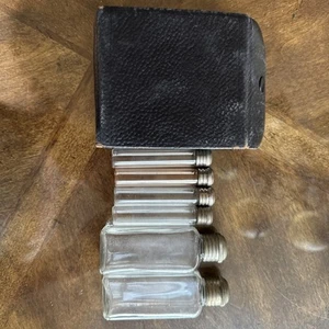 Antique Doctor Medicine Apothecary Leather Glass Vials Holder Travel Kit Empty - Picture 1 of 6