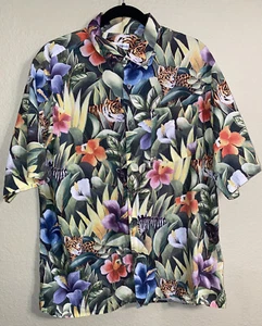 Barry Bricken Men's Floral Tiger Shirt Size Large - Picture 1 of 5