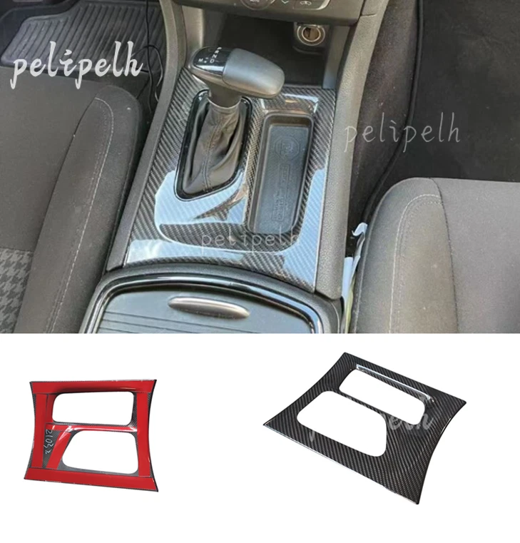 Cubierta de moldura de panel de cambio de marchas de auto de fibra de carbono seca para Dodge Charger 2015-2023 Foto 1 de 4