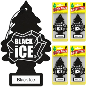 Little Trees Black Ice Tree Air Freshener Home/Car Scent - 4 count (pack of 6) - Picture 1 of 7