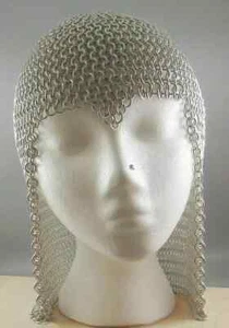 Chainmail Coif Chain mail Hood Aluminium Medieval Reenactment Armour Costume - Picture 1 of 2