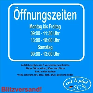 Öffnungszeiten Klassik Schaufensterbeschriftung Aufkleber Laden Geschäft SC041 - Bild 1 von 14