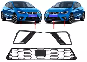 SET FRONT BUMPER LOWER GRILLES 3 PCS. FOR SEAT IBIZA 2017-2020 FR MODEL - Picture 1 of 16