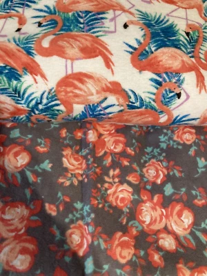 Super Snuggle Jo-Ann Cotton Flannel Fabric 2 styles Peach Flamingos + 3-1/4 yd - Image 1 of 4