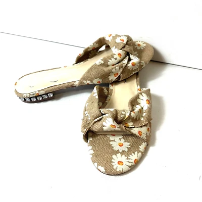 Jessica Simpson Womens Sz 9.5M Floral Print Slide Comfort Casual Studded Sandals - Image 1 of 4
