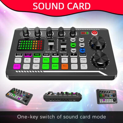 Live Sound Card Stereo Audio Mixer w/16 Sounding Effects for Live Streaming/Game - Image 1 of 4