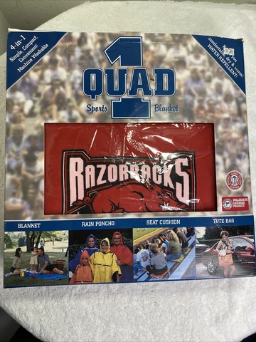 Vintage New In Box Arkansas Razorbacks 4 In1 Sports Blanket Collegiate Licensed Cover