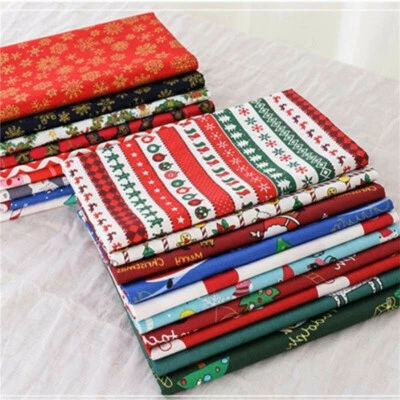 Christmas Fabric Fat Quarter Bundle 100% Cotton Red Green Festive Scandi Craft - Image 1 of 4