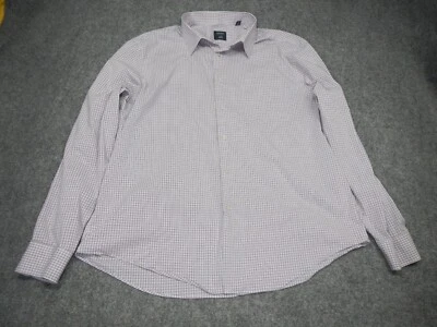 Arrow Fitted Stretch Button Up Shirt Men's Size 2XL Purple Blue Plaid Collared - Image 1 of 4