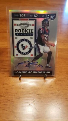 2019 Optic Contenders Football Lonnie Johnson Jr. Silver Rookie Auto  - Image 1 of 2