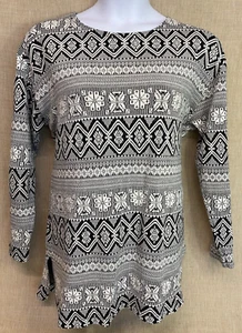 Vintage NEW YORK STYLE Black & White Geometric Snowflake Long-Sleeve Sweater - Picture 1 of 11