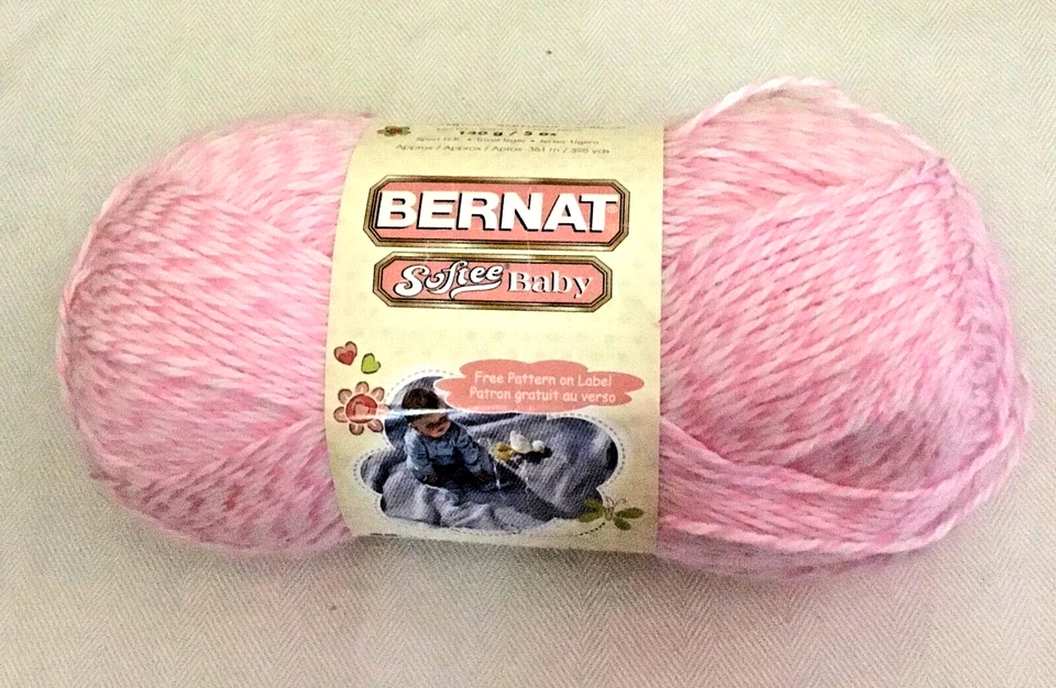 2 Skeins Bernat Softee Baby Yarn 5oz #30301 Pink Marl