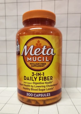 Suplemento diario de fibra de psyllium Metamucil 3 en 1 300 cápsulas CADUCIDAD 11/2027 Foto 1 de 3