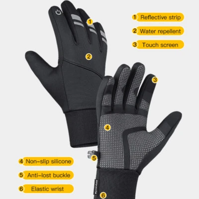 Guantes de invierno para motocicleta clima frío mantener caliente pantalla táctil dedos completos guantes Foto 1 de 4