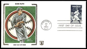 1983 FDC-First Day of Issue Red Sox Babe Ruth - Zaso Silk Cachet - Picture 1 of 2