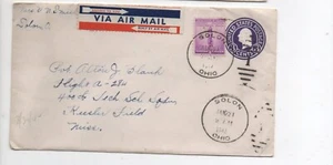 United States used entire U436 901 Solon OH to Keesler Field MI airmail label - Picture 1 of 2