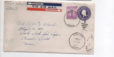 United States used entire U436 901 Solon OH to Keesler Field MI airmail label - Image 1 of 2