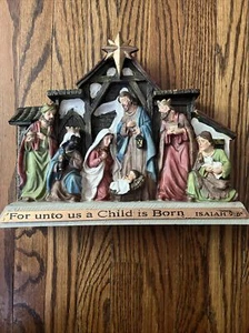 Nativity Scene Display Figurine Christian Holiday Scripture Decor Viscous Damage - Picture 1 of 5
