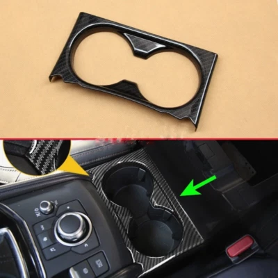 Carbon Fiber Cup Holder Surrounds Cover For Mazda CX-5 KF 2017-2024 Accessories - Image 1 of 4