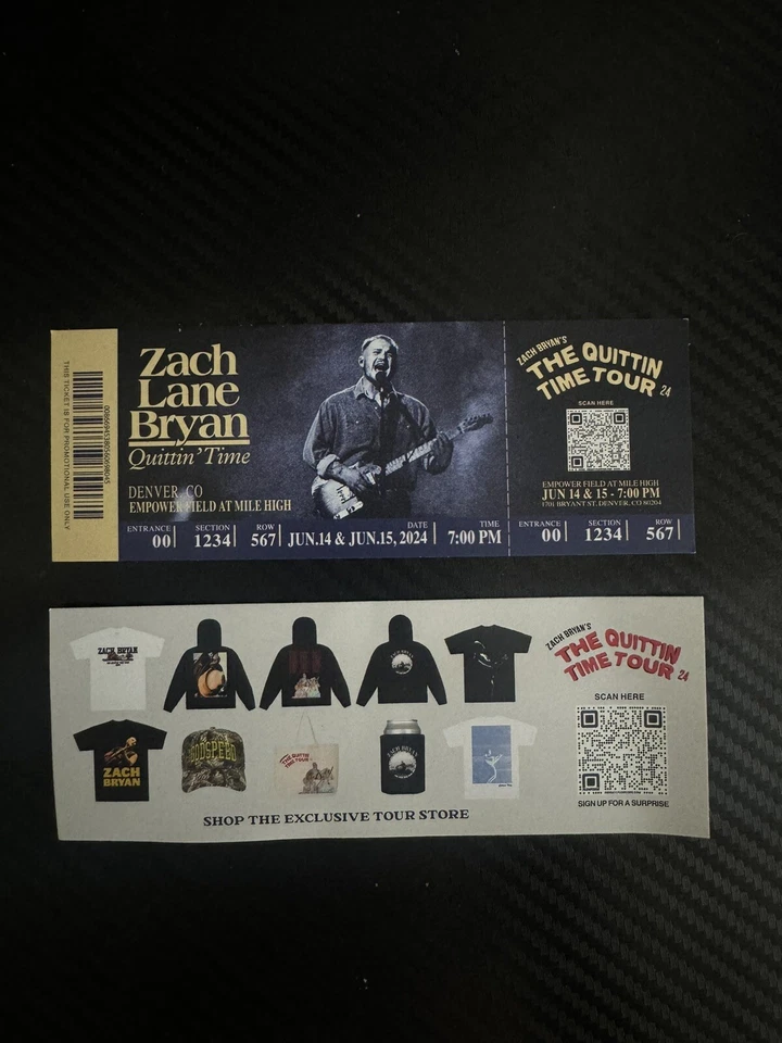 Zach Lane Bryan, Souvineer Ticket. Denver,CO - Image 1 of 1