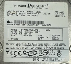 Hitachi Deskstar 250g Apple Model #Hdt725025vla380 Rpm-720 - Picture 1 of 3