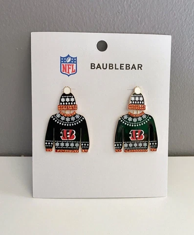 BAUBLEBAR Cincinnati Bengals Christmas Sweater Hat Pierced Earrings Cover