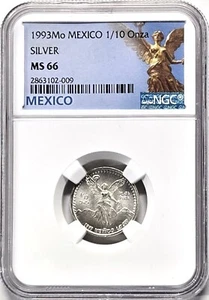 1993 Mexico Libertad 1/10 oz. Silver Coin - NGC MS66 - Picture 1 of 2