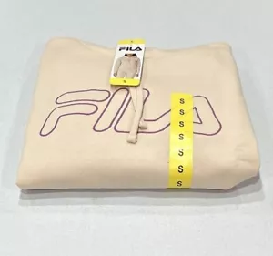 Fila Women's Logo Drawcord Ribbed Waistband Cuffs Hoodie, Sand Collar, Size S - Picture 1 of 5