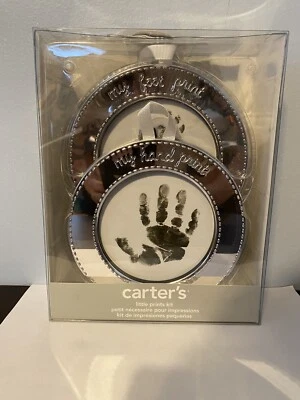 NEW FACTORY SEALED CARTER'S HAND AND FOOT PRINT KEEPSAKE SILVER  BABY KIT  - Image 1 of 2