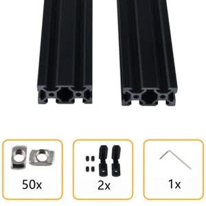 2x 2040 20x40 BLACK T-slot Aluminum Extrusion Profile Linear Rail CNC 3D Printer - Picture 1 of 7