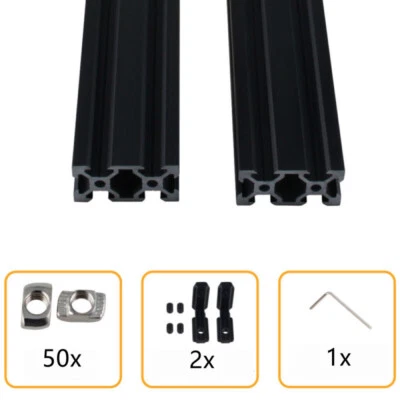2x 2040 20x40 BLACK T-slot Aluminum Extrusion Profile Linear Rail CNC 3D Printer - Image 1 of 4