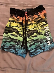 Hurley Rainbow Board Shorts Swim Beach Pool Surf Boys Size 4 - Picture 1 of 8