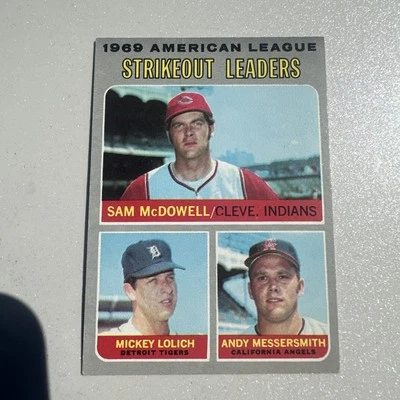1970 Topps #72 1969 American  Strikeout Leaders  McDowell,Lolich,Messersmith - Image 1 of 2